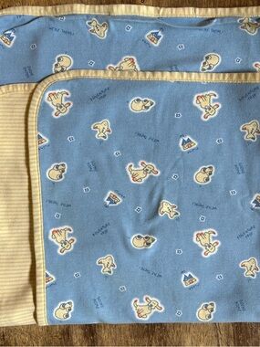 Vintage Y2K Carters Emu Namae Blue Yellow Dog Baby Blanket Going Home Lovey